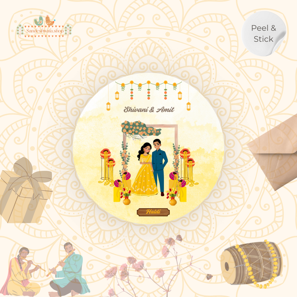 Vibrant Haldi Ceremony Wedding Sticker