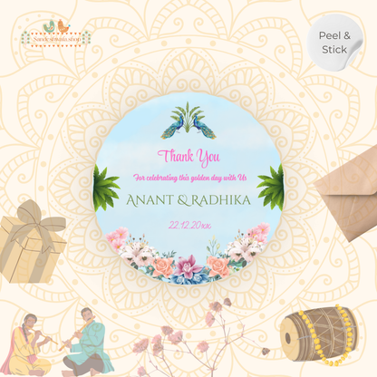 Tropical Peacock Wedding Sticker