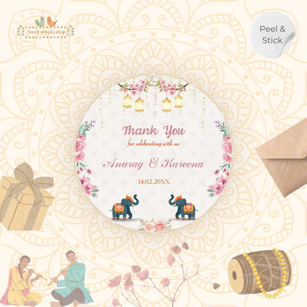 Floral Lantern Wedding Sticker