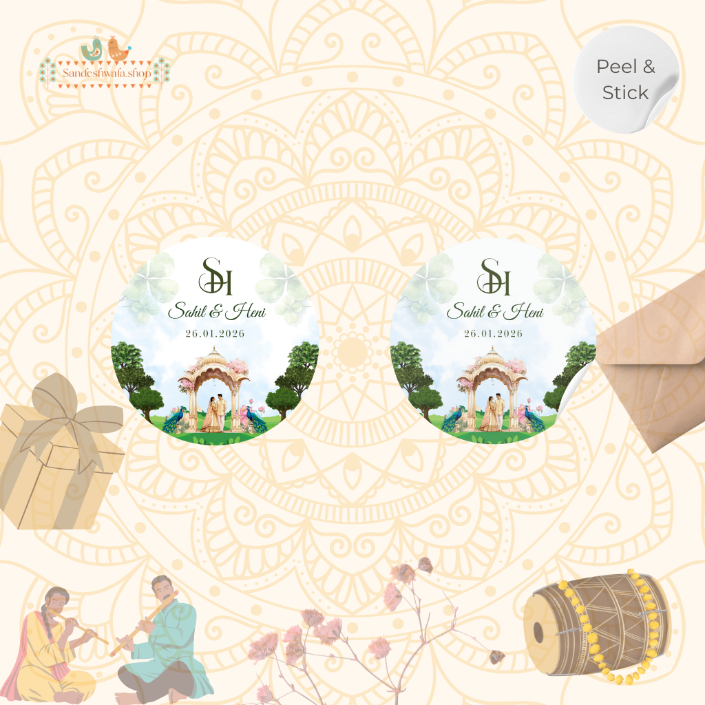 Royal Mandap Peacock Wedding Sticker