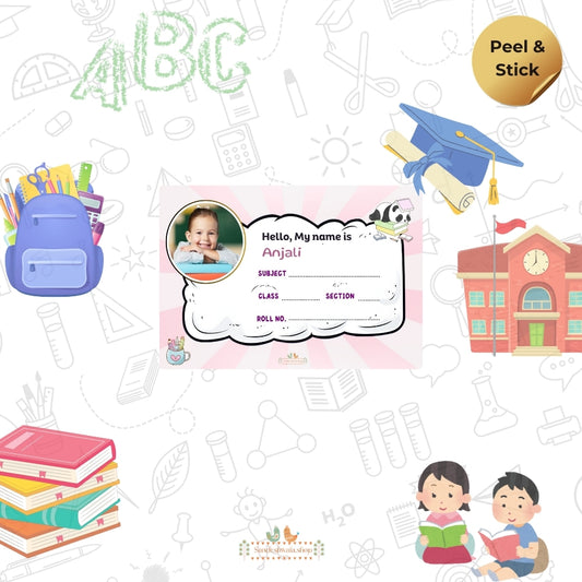 Cute Panda School Name Sticker