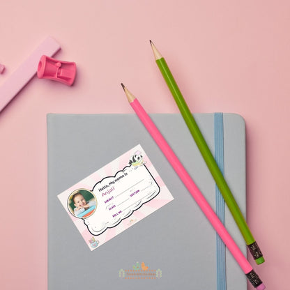 Cute Panda School Name Sticker