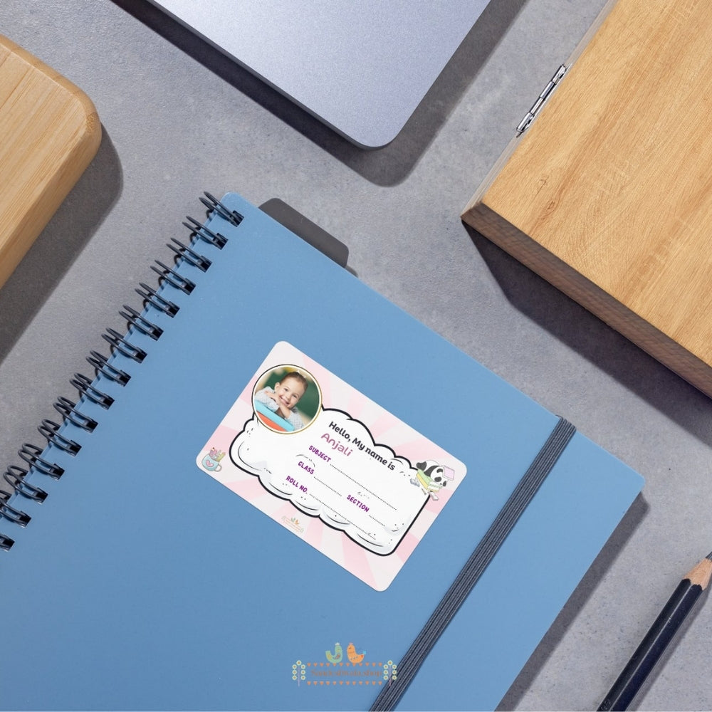 Cute Panda School Name Sticker