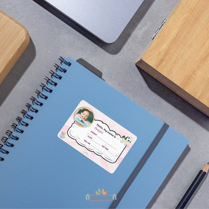 Cute Panda School Name Sticker