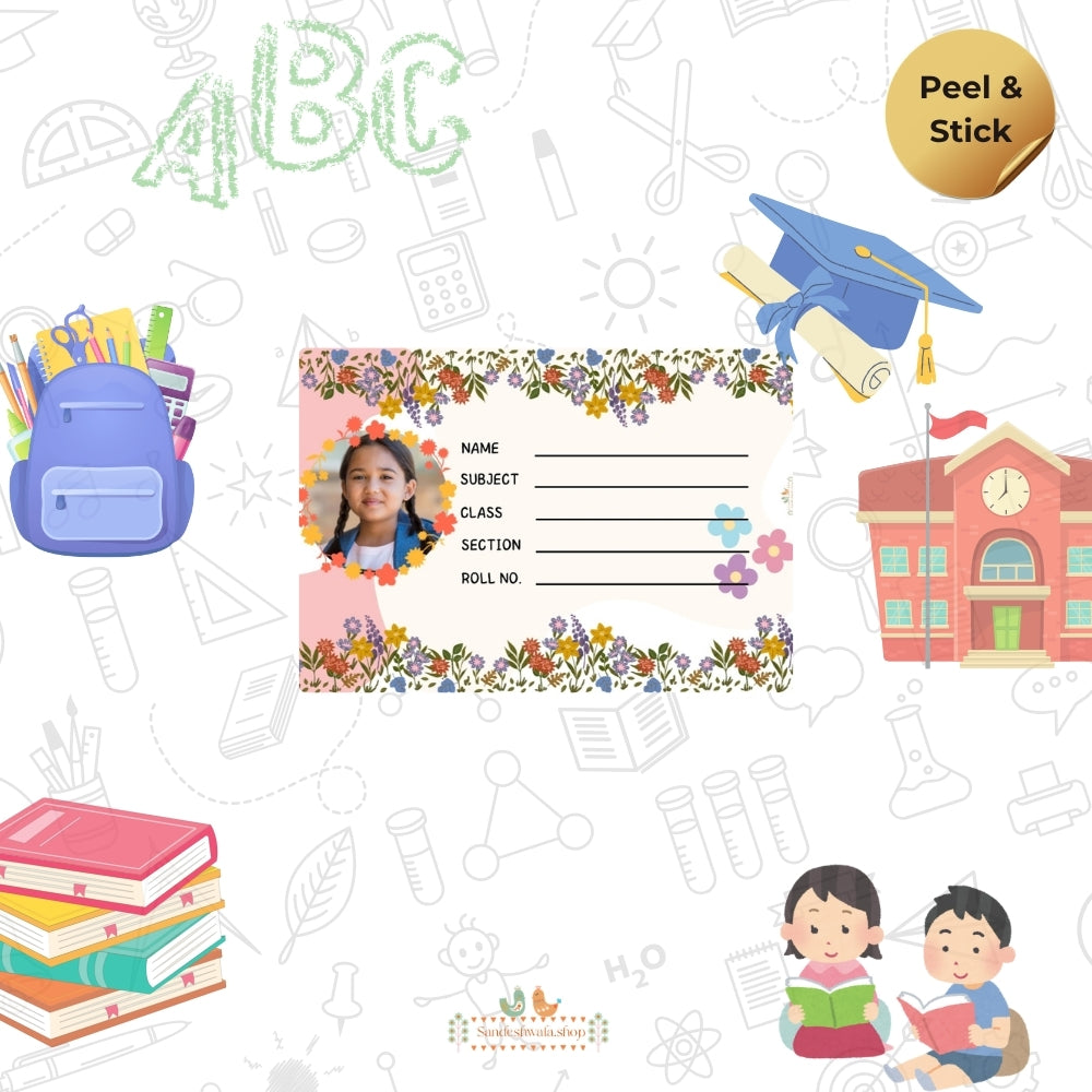 Floral Delight School Name Sticker