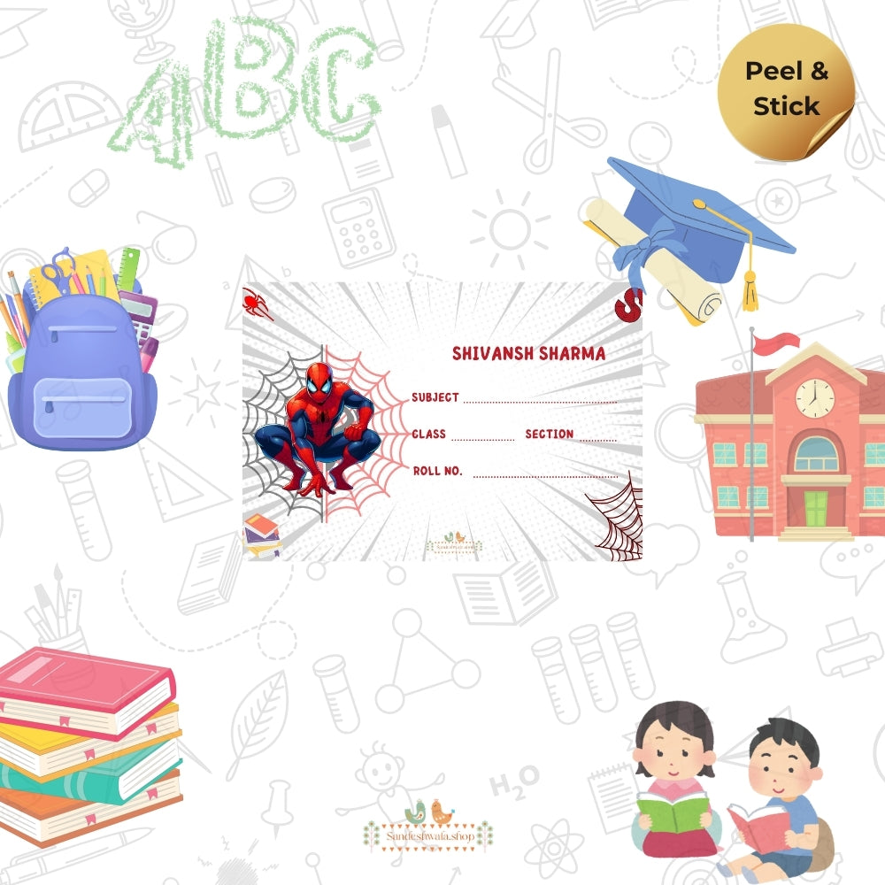 Spiderman Web School Name Sticker