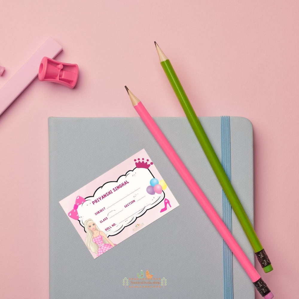 Pink Glam School Name Sticker