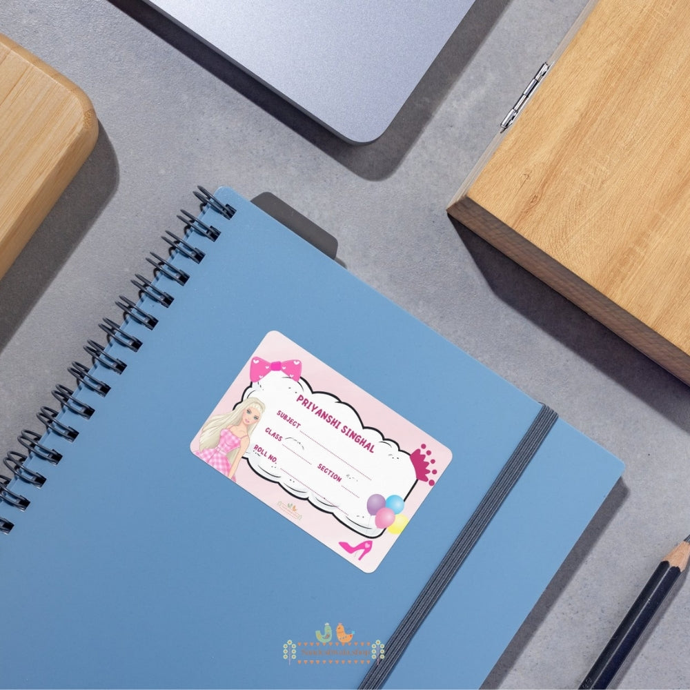 Pink Glam School Name Sticker