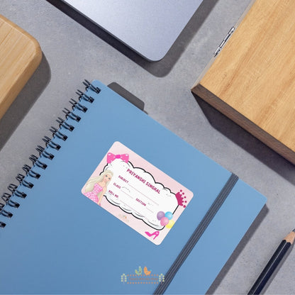 Pink Glam School Name Sticker