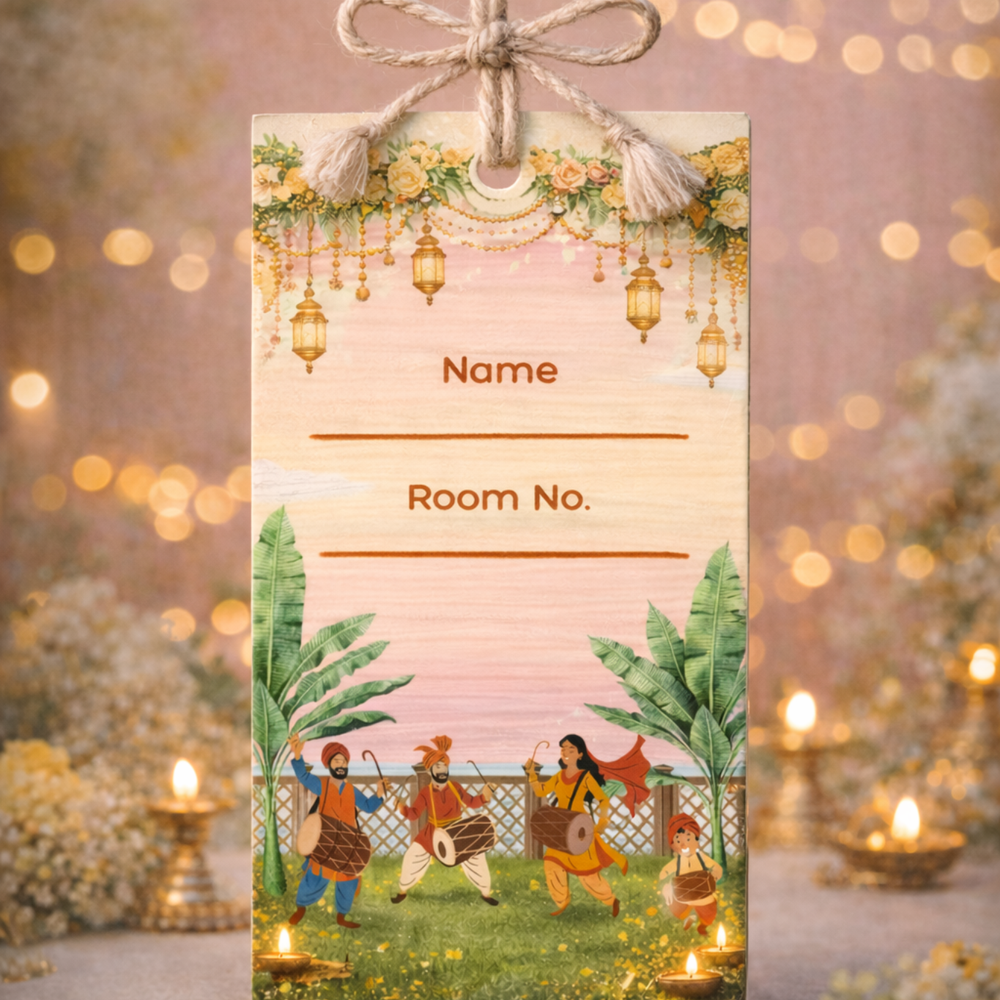 Peach Monogram Wedding Luggage Tag