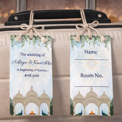 Personalised Blue Elegant Wedding Luggage Tag