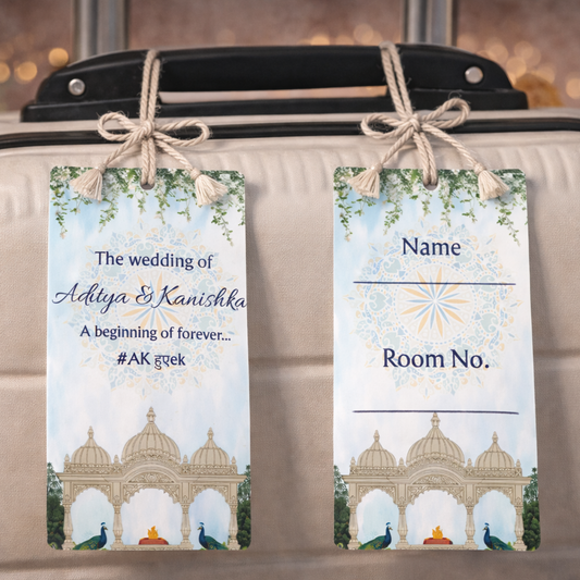 Personalised Blue Elegant Wedding Luggage Tag