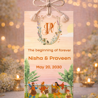 Peach Monogram Wedding Luggage Tag