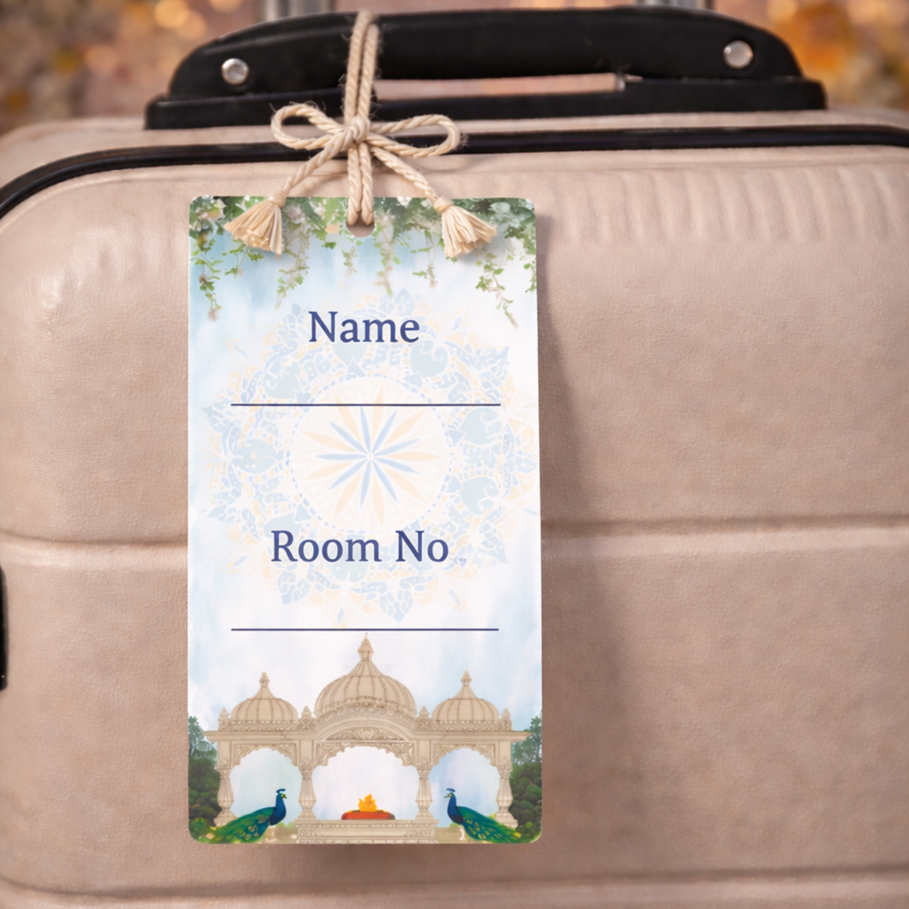 Personalised Blue Elegant Wedding Luggage Tag