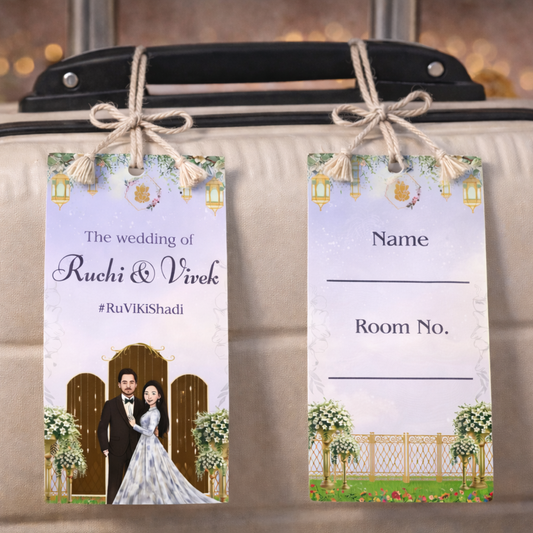 Personalised Lavender Wedding Luggage Tag
