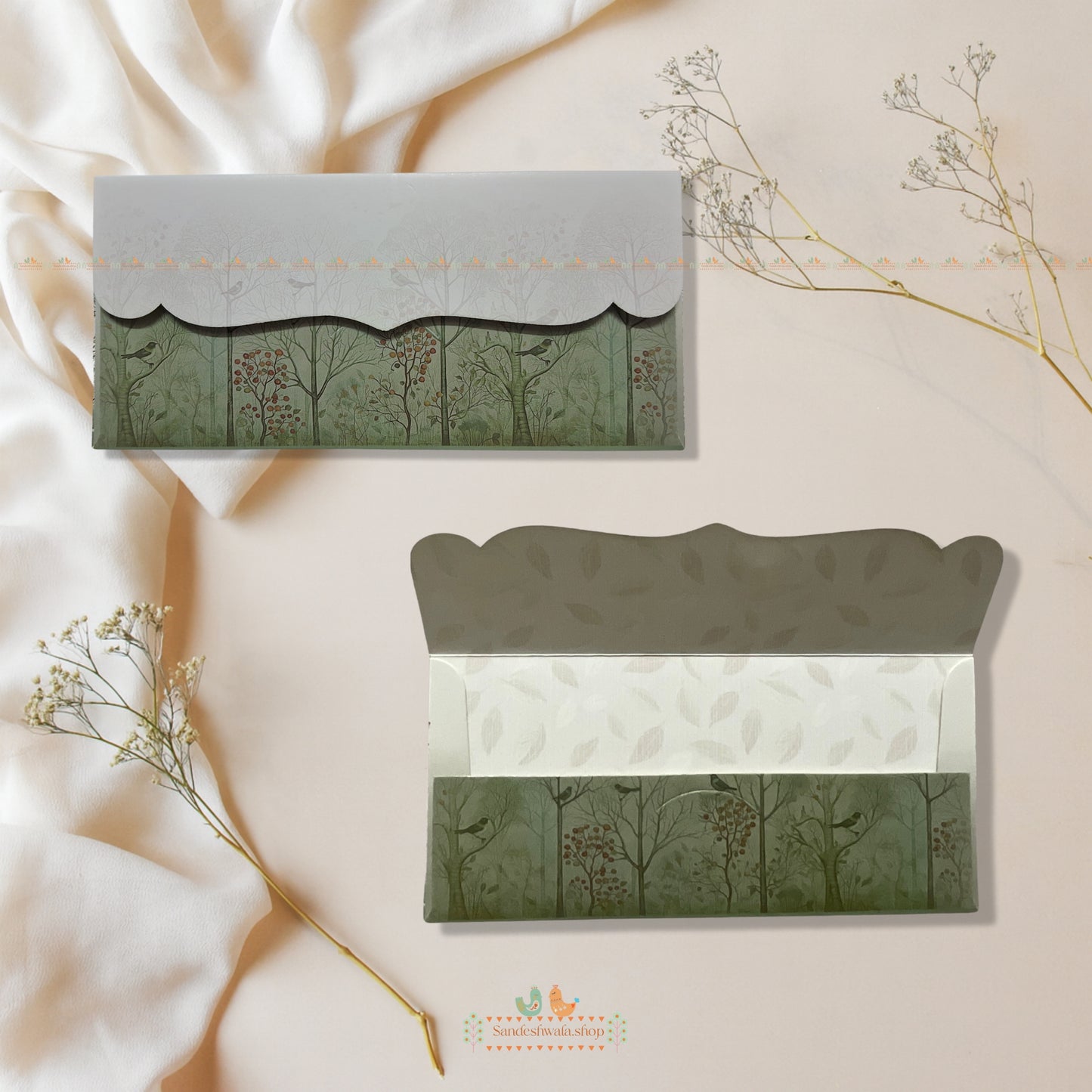 Pastel Forest Shagun Envelope Back