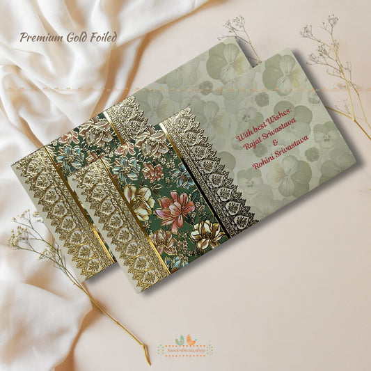 Floral Gold Foil Wedding Shagun Envelope - Signature Collection