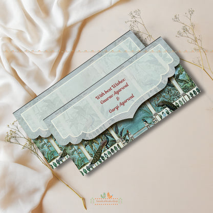 Peacock Garden Velvet Touch Shagun Envelope - Luxe Collection