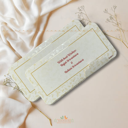 Ivory Peacock Gold Embossed Shagun Envelope - Prestige Collection