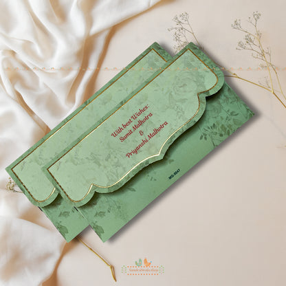 Green Sacred Cow Velvet Touch Shagun Envelope - Luxe Collection
