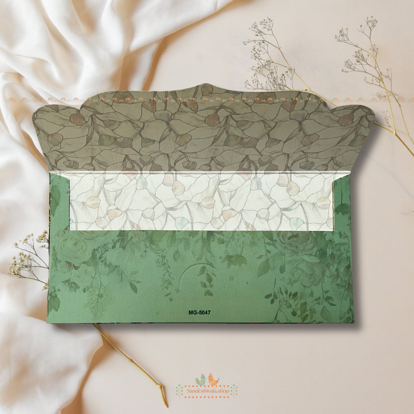 Green Sacred Cow Velvet Touch Shagun Envelope - Luxe Collection