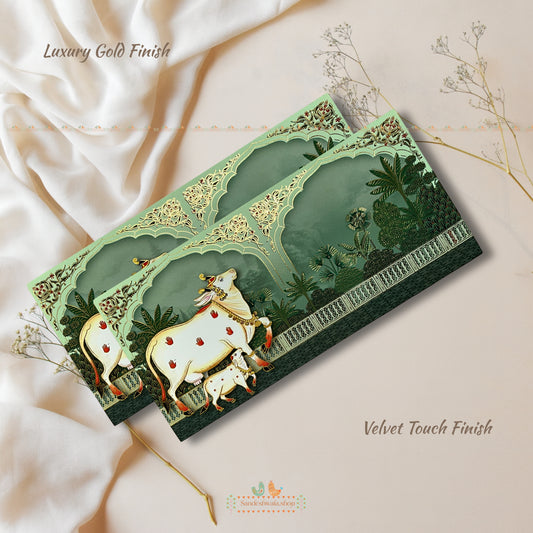 Auspicious Green Sacred Cow Shagun Envelope - Signature Collection