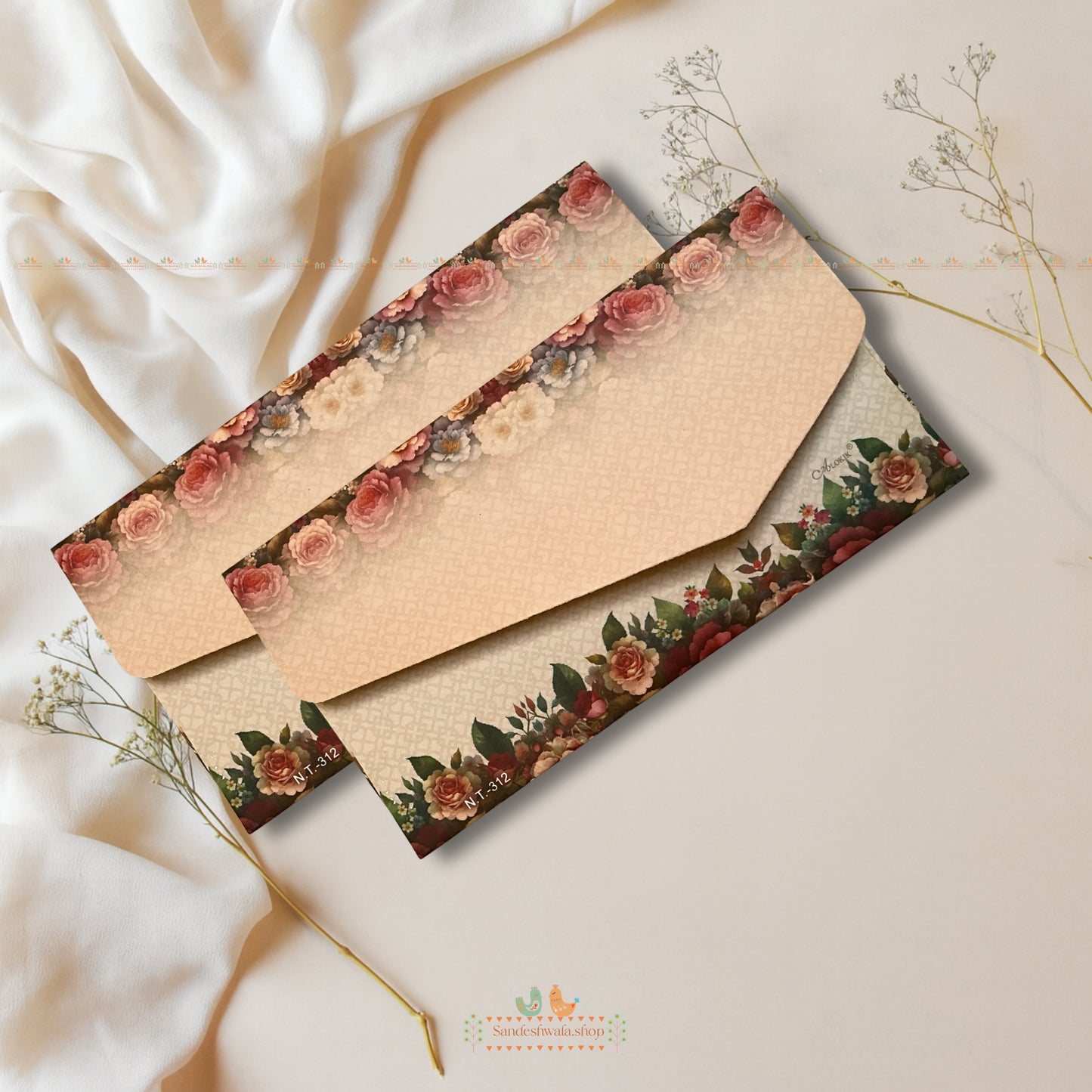 Blush Floral Gold Foil Shagun Envelope – Signature Collection