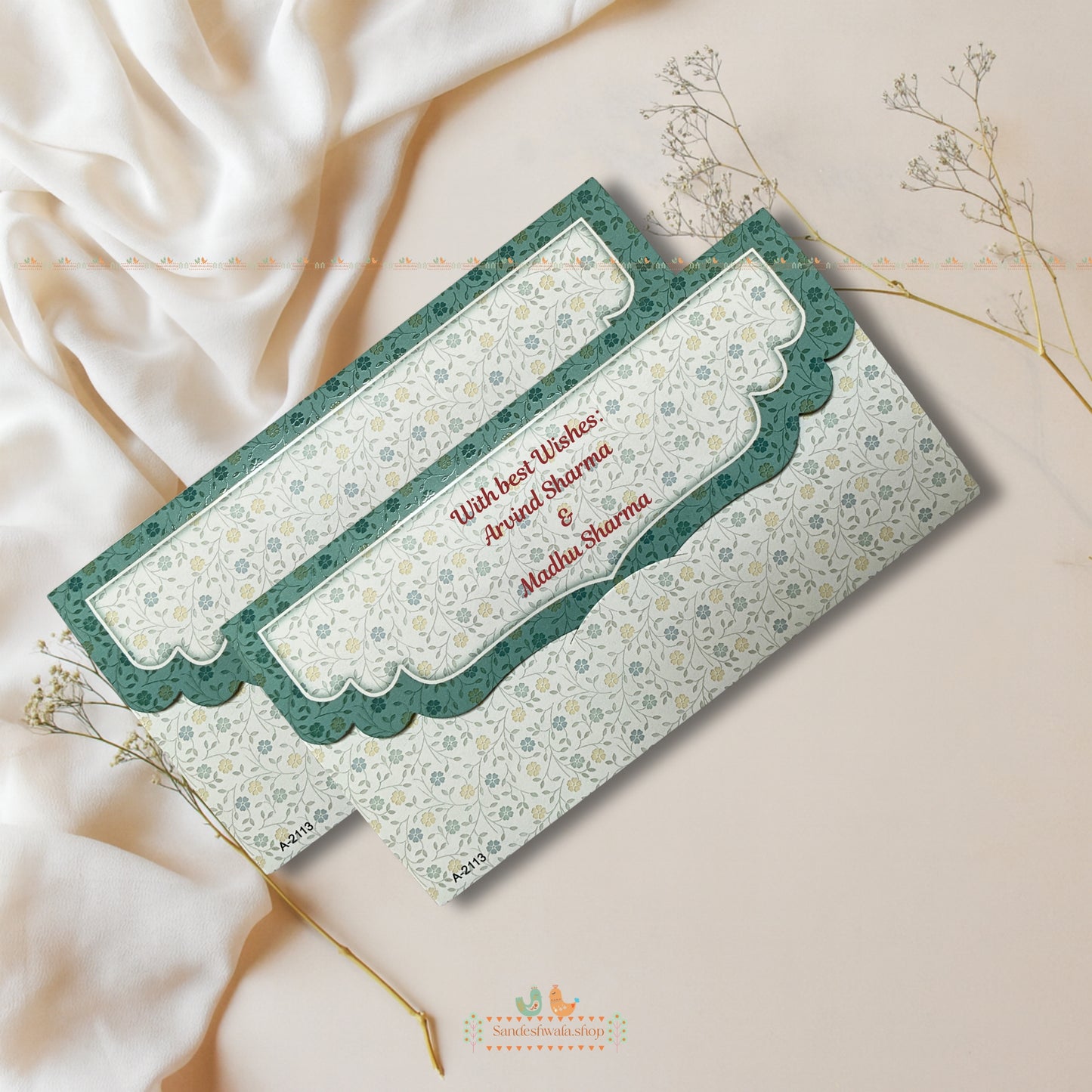 Lotus Embossed Wedding Shagun Envelope - Luxe Collection