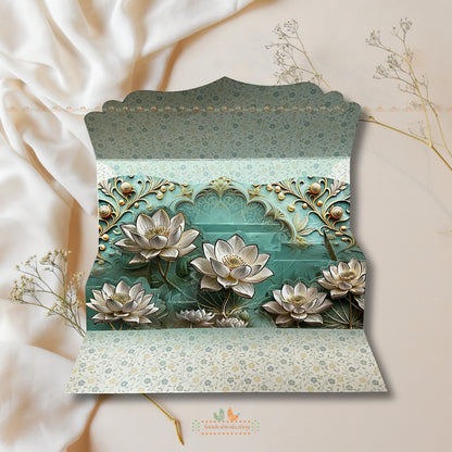 Lotus Embossed Wedding Shagun Envelope - Luxe Collection