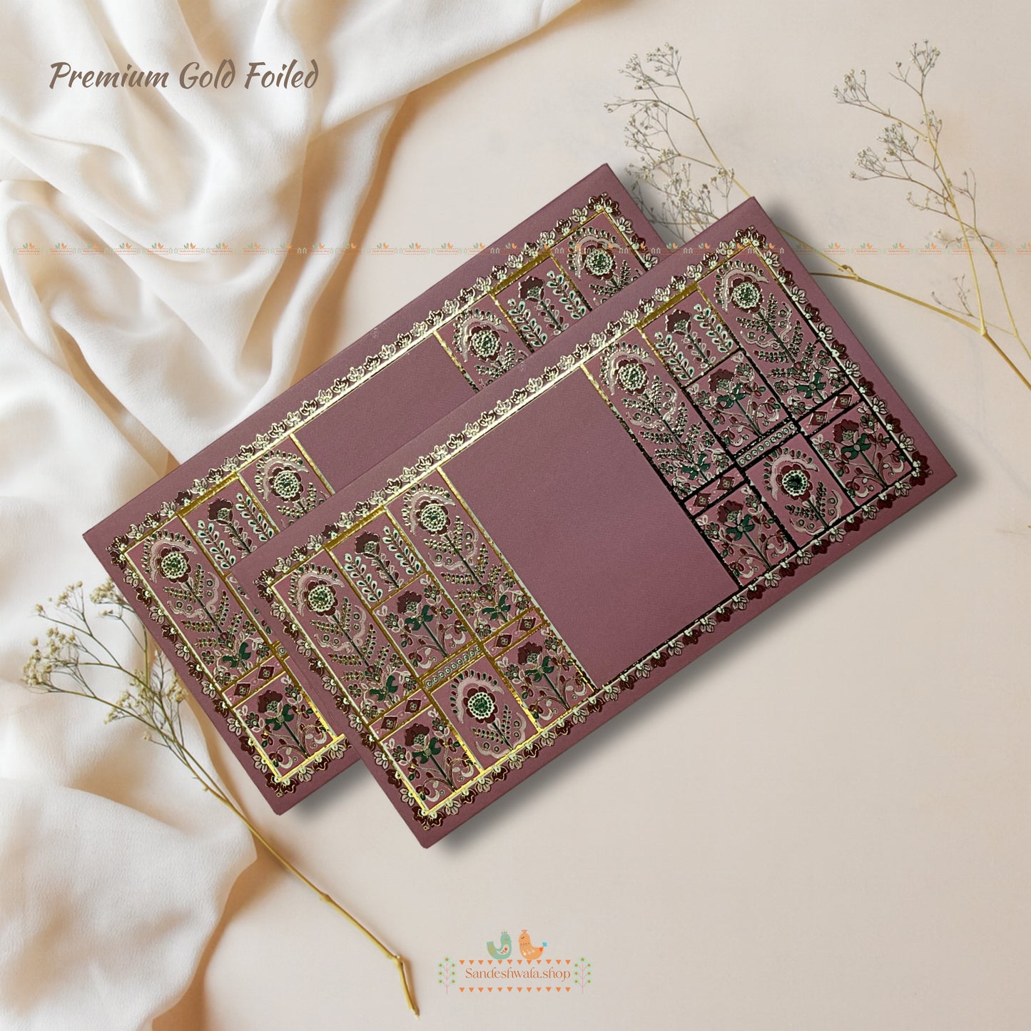 Blush Pink Floral Gold Foil Shagun Envelope - Signature Collection