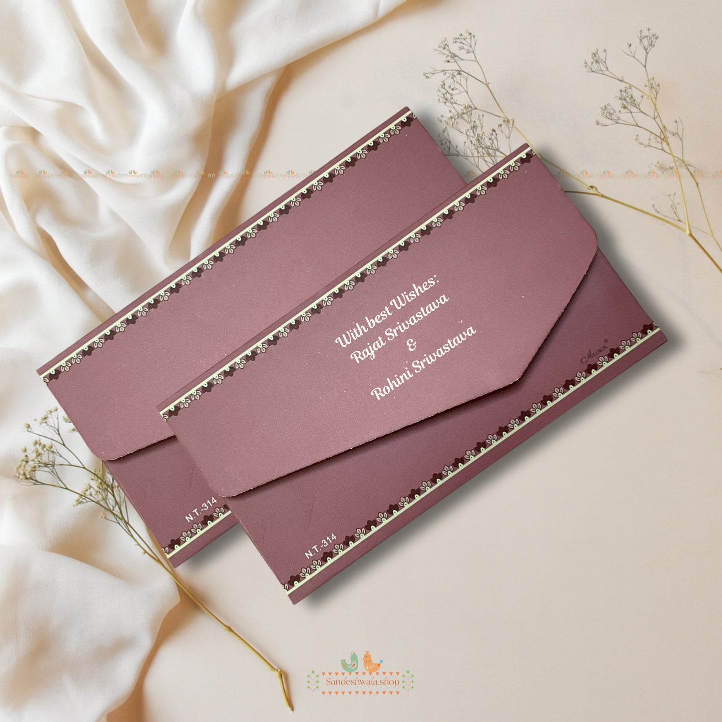 Blush Pink Floral Gold Foil Shagun Envelope - Signature Collection