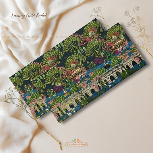 Royal Garden Luxury Gold Foil Shagun Envelope - Prestige Collection