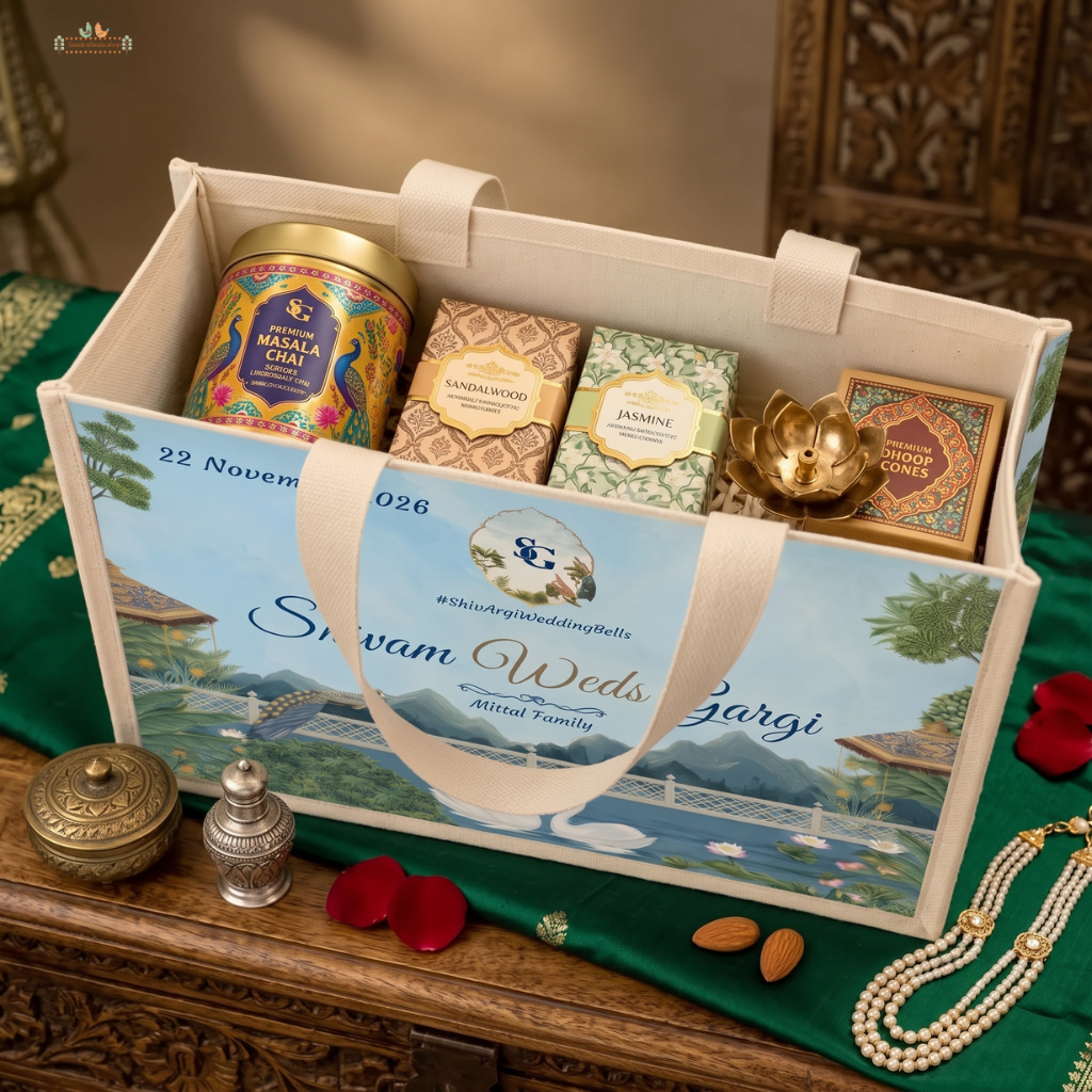 Swan Lake theme wedding hamper bag for sweets and return gifts