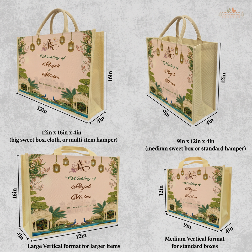 Reusable Peacock Garden wedding gift bag by Sandeshwala