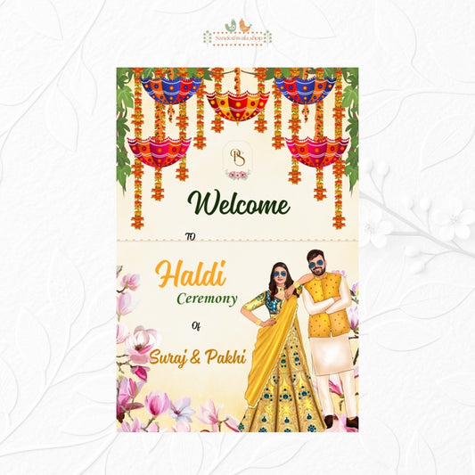 Traditional Floral Haldi - Welcome Board