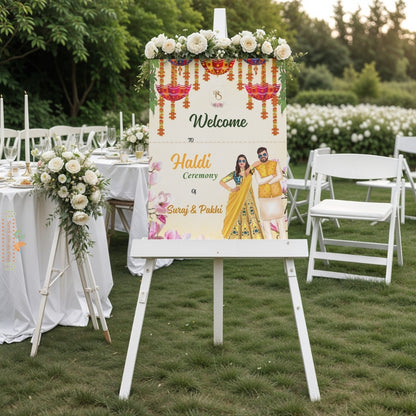 Traditional Floral Haldi - Welcome Board