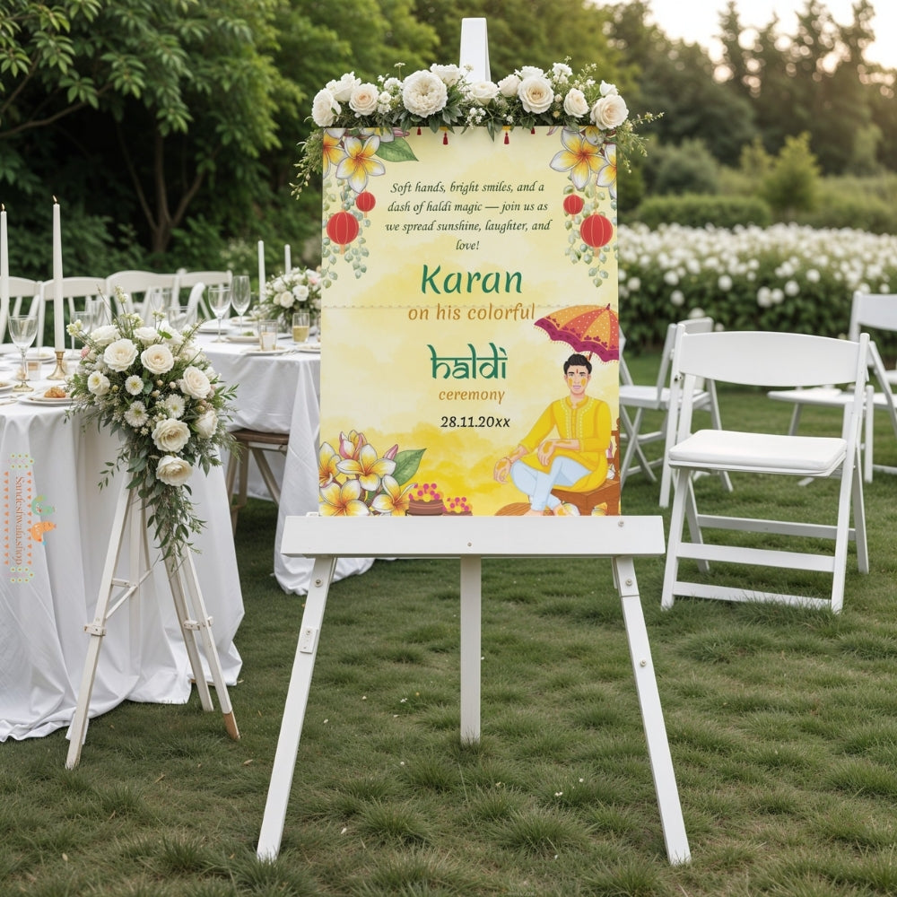 Yellow Pastel Haldi - Welcome Board