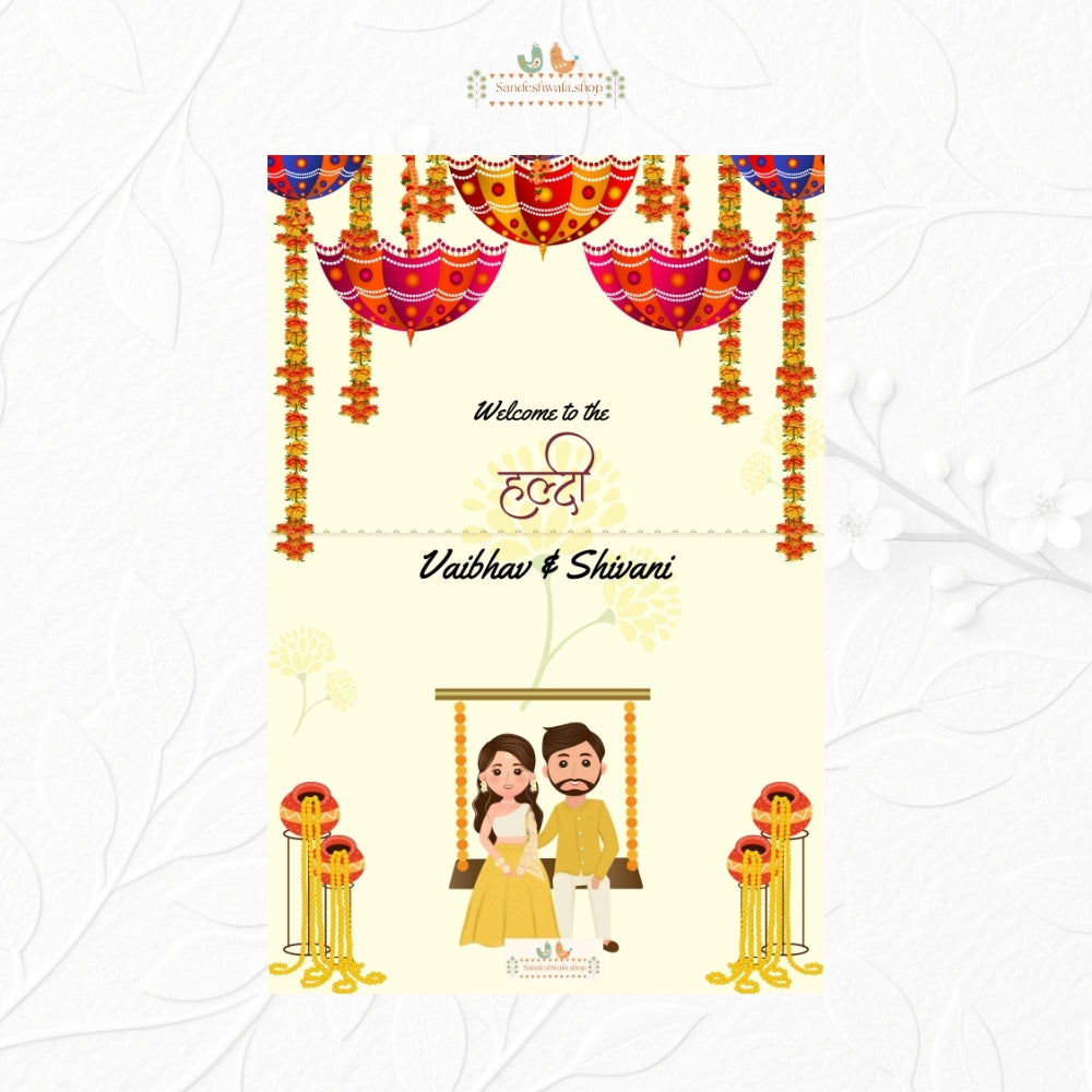 Minimal Mandap Haldi - Welcome Board