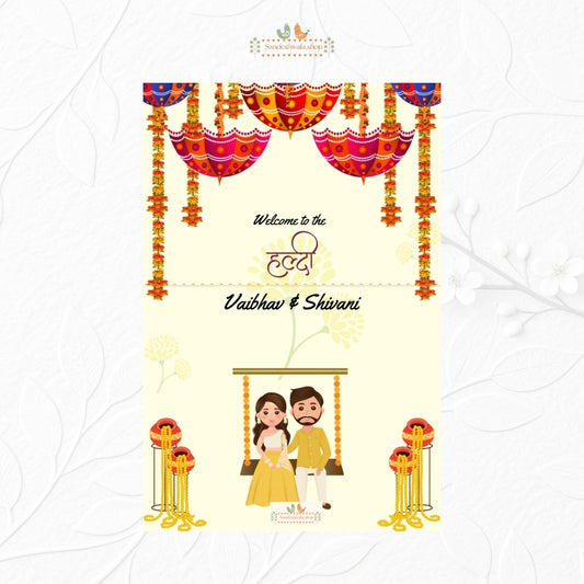 Minimal Mandap Haldi - Welcome Board