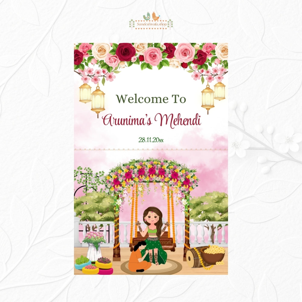 Minimal Beige Mehendi - Welcome Board