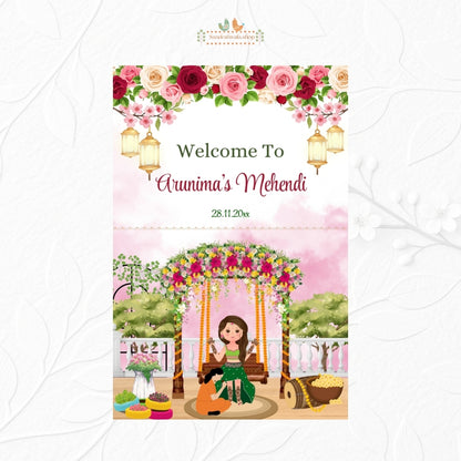 Minimal Beige Mehendi - Welcome Board