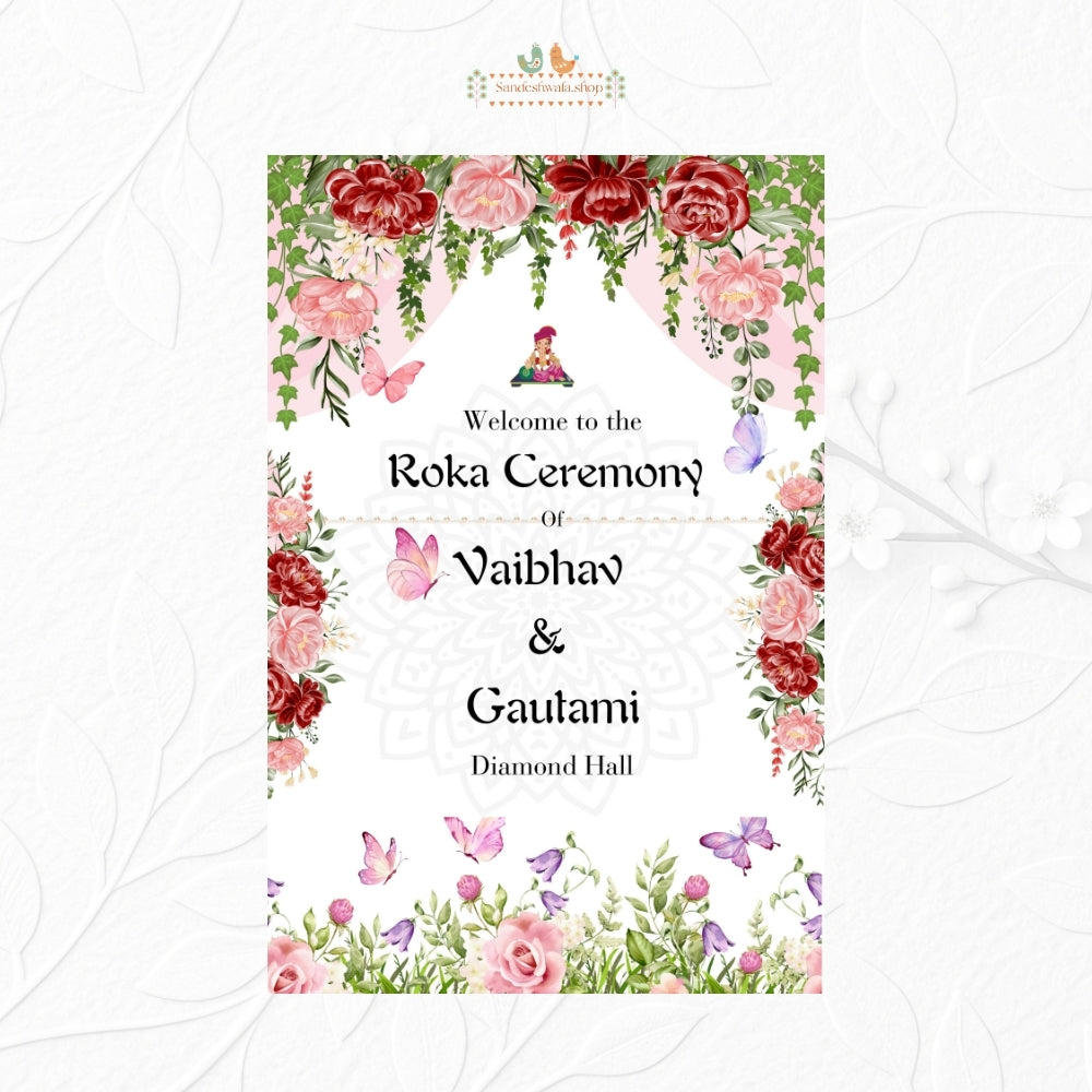 Elegant Pink & Rose Customised - Welcome Board