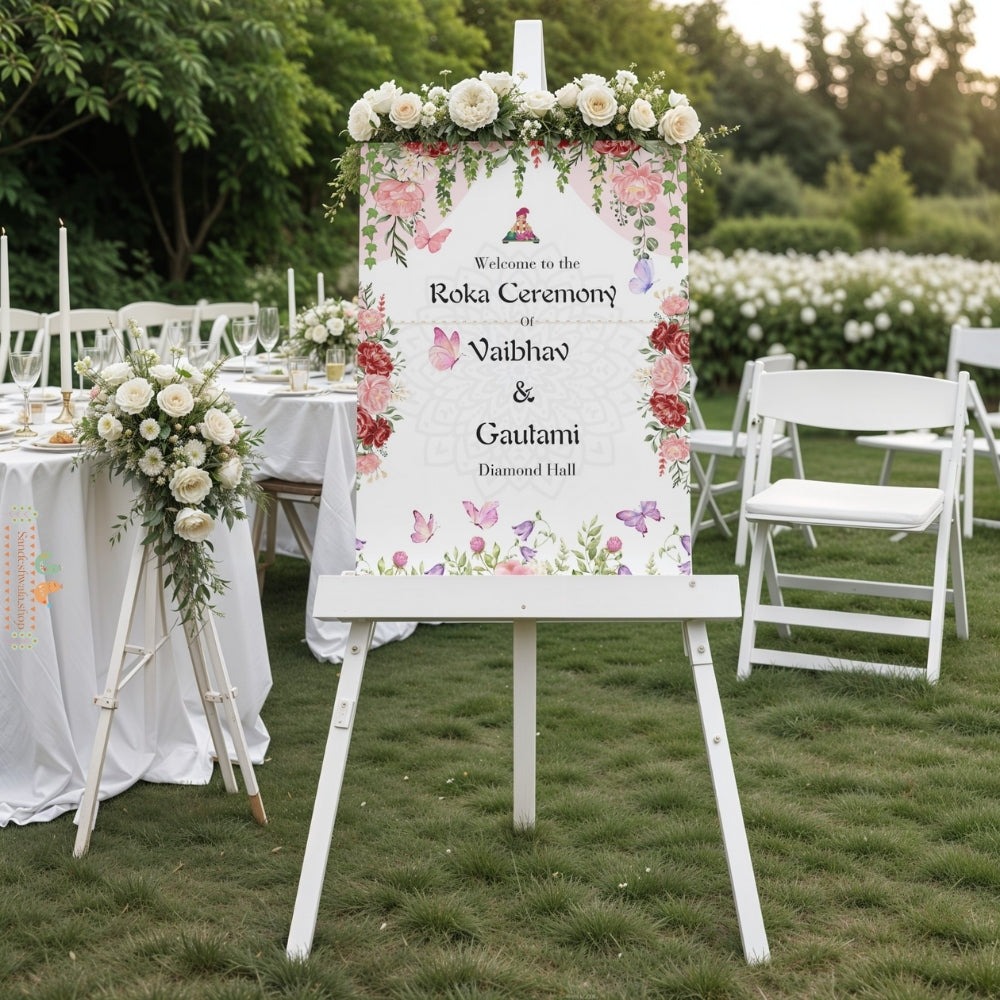 Elegant Pink & Rose Customised - Welcome Board