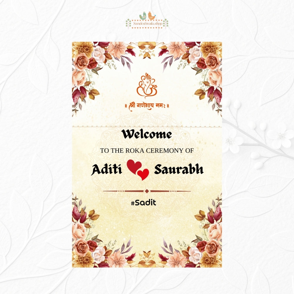 Vintage Beige Floral Customised - Welcome Board