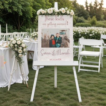 Funny Childhood Photo Wedding - Welcome Board