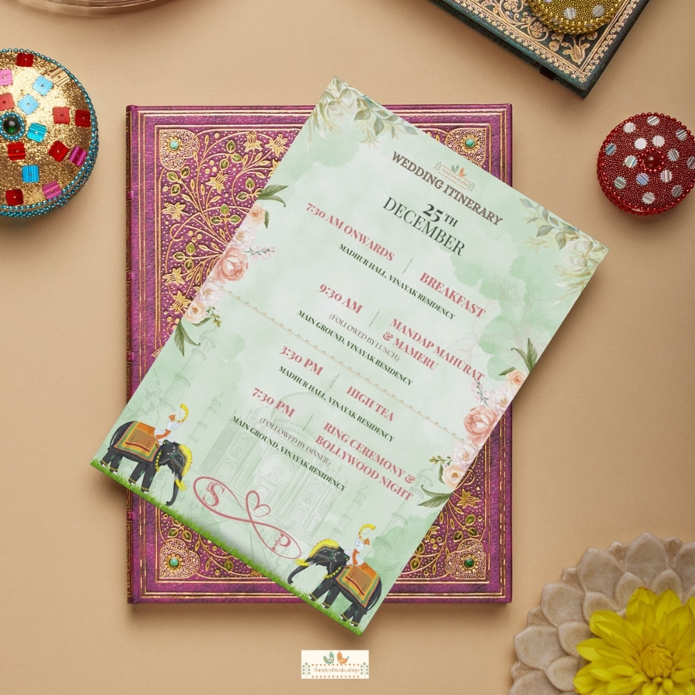 Vintage Floral Affair  - Itinerary Card
