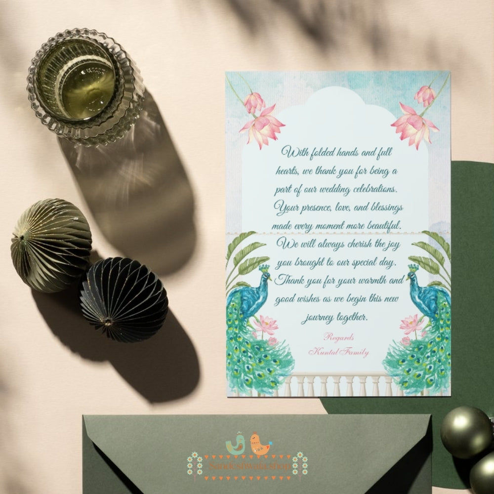 Peacock Garden Theme - Thank You Card