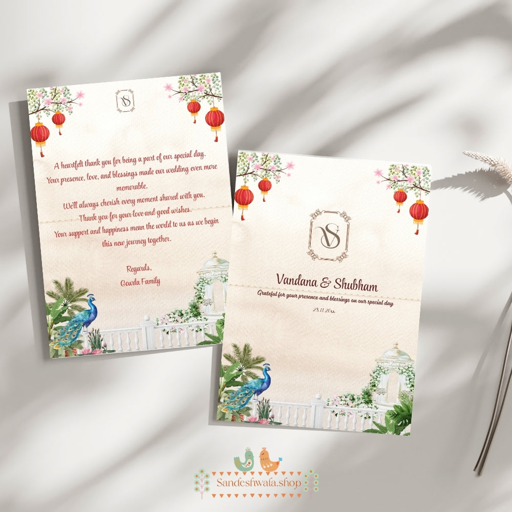 Floral Peacock Royale - Thank You Card