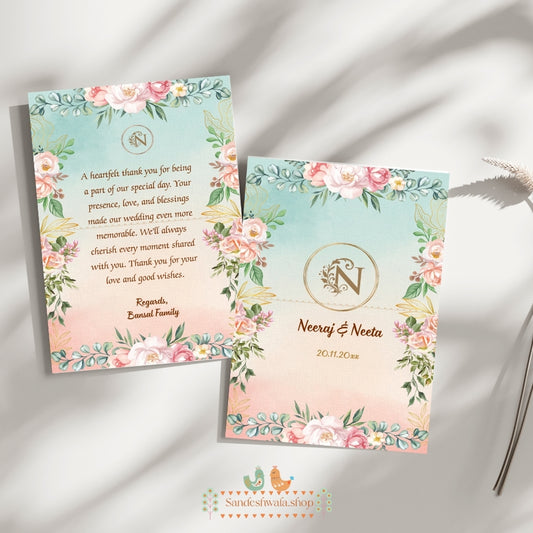Pastel Monogram - Thank You Card