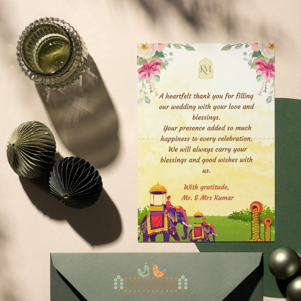 Traditional Baraat Theme - Thank You Card